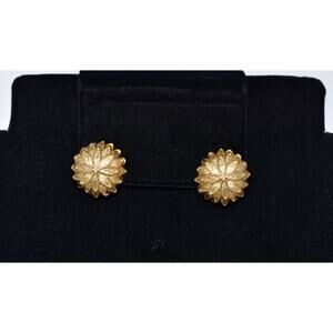 ERWIN PEARL Runway Designer Gold Tone STARBURST Modernist Clip Earrings